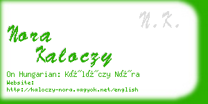 nora kaloczy business card